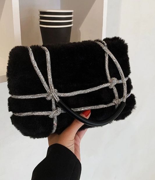 Furry Handbag Black