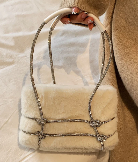 Furry Handbag White